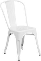 White Metal Indoor-Outdoor Stackable Chair
