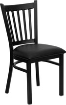 Series Black Vertical Back Metal Restaurant Chair - Black Vinyl Seat