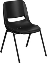 880 lb. Capacity Black Ergonomic Shell Stack Chair 