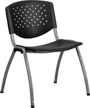 880 lb. Capacity Black Plastic Stack Chair with Titanium Frame