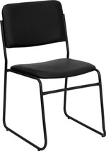 1000 lb. Capacity High Density Black Vinyl Stacking Chair with Sled Base