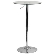 23.5'' Round Adjustable Height Glass Table (Adjustable Range 33.5'' - 41'')