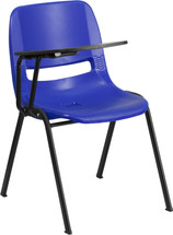 Blue Ergonomic Shell Chair with Right Handed Flip-Up Tablet Arm