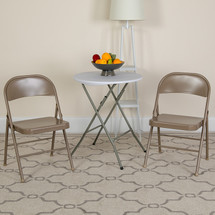 HERCULES Series Double Braced Beige Metal Folding Chair