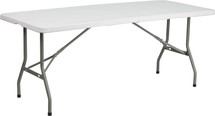 6' Bi-Fold Granite White Plastic Folding Table
