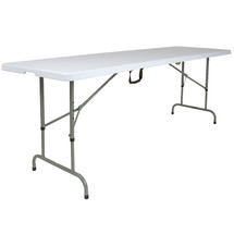 8'H Adjustable Bi-Fold Granite White Plastic Banquet and Event Folding Table with Handle