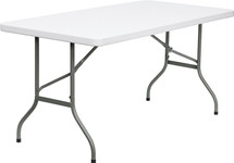 5' 330 lb. Static Load Granite White Plastic Folding Table