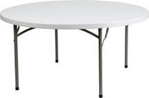 5-Foot 880 lb. Static Load Round Granite White Plastic Folding Table