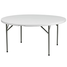 5-Foot 661 lb. Static Load Round Granite White Plastic Folding Table