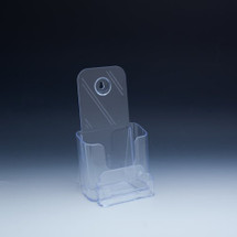 Clear Countertop and Wall Mount Trifold Brochure Holder with Business Card Pocket, key hole for mounting