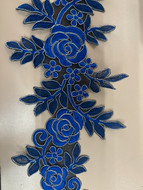 Royal blue floral emb trim 