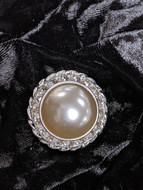 Silver/Pearl Crystal Button