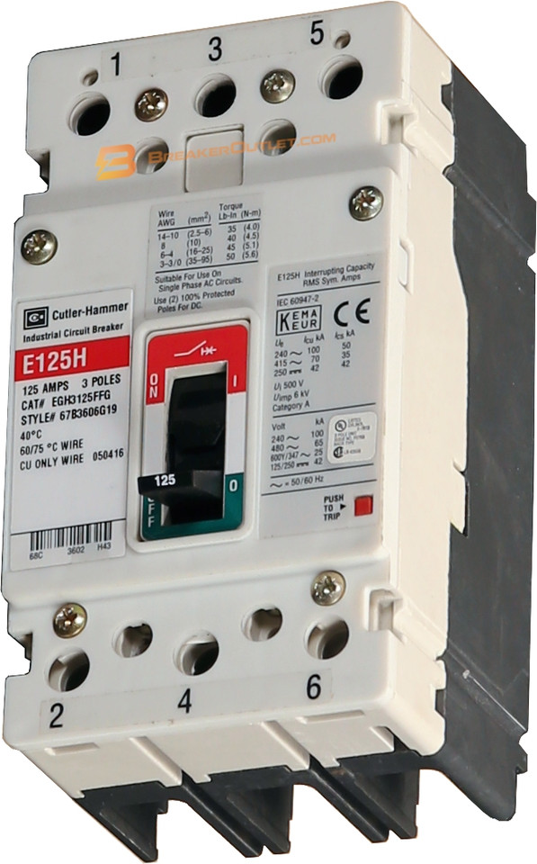 EGH3125FFG 65k rated EGH by Eaton CutlerHammer Circuit Breaker
