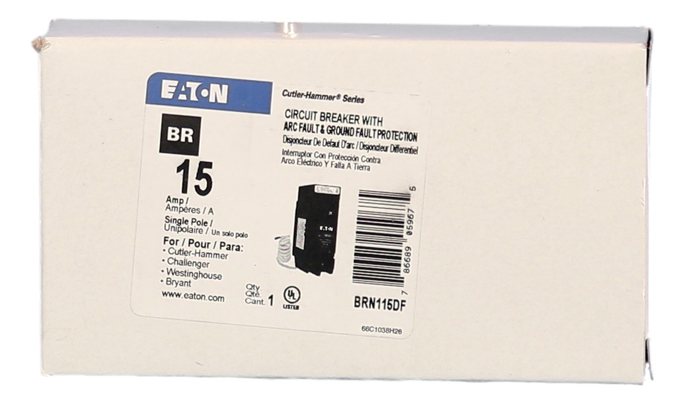 Eaton Cutler Hammer BRN115DF Type BR 15 Amp Single Pole Circuit Breaker New