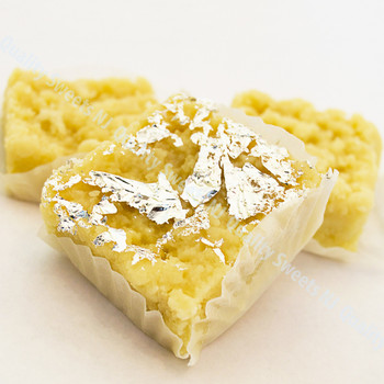 Khoya kalakand caramelized milk sweet with sliced nuts