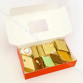 1 lb assorted sweets box with burfi, ladoo, and peda