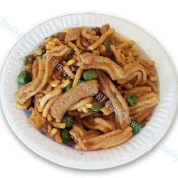 Savory snack mix with fried lentils, sev, and peanuts