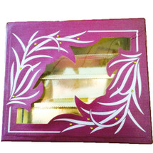 Purple gift box with gold floral design
