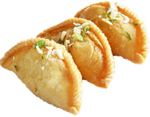 Half-moon fried gujia stuffed with khoya and dry fruit