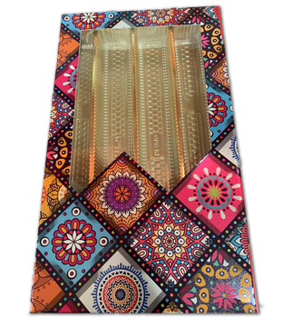 Rectangular collection box packed with assorted burfi and ladoo