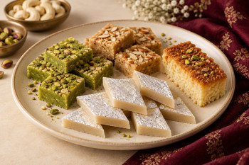 Kaju Katli and Indian barfi assortment