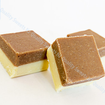 Two layer chocolate burfi with cocoa and khoya