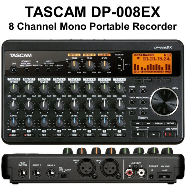 TASCAM DP-008EX Compact 8 Channel Portable Mono Recorder with SD Card - LightingelStore