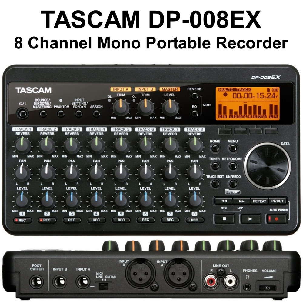 TASCAM DP008EX Compact 8 Track Digital PocketStudio Recorder with 2GB