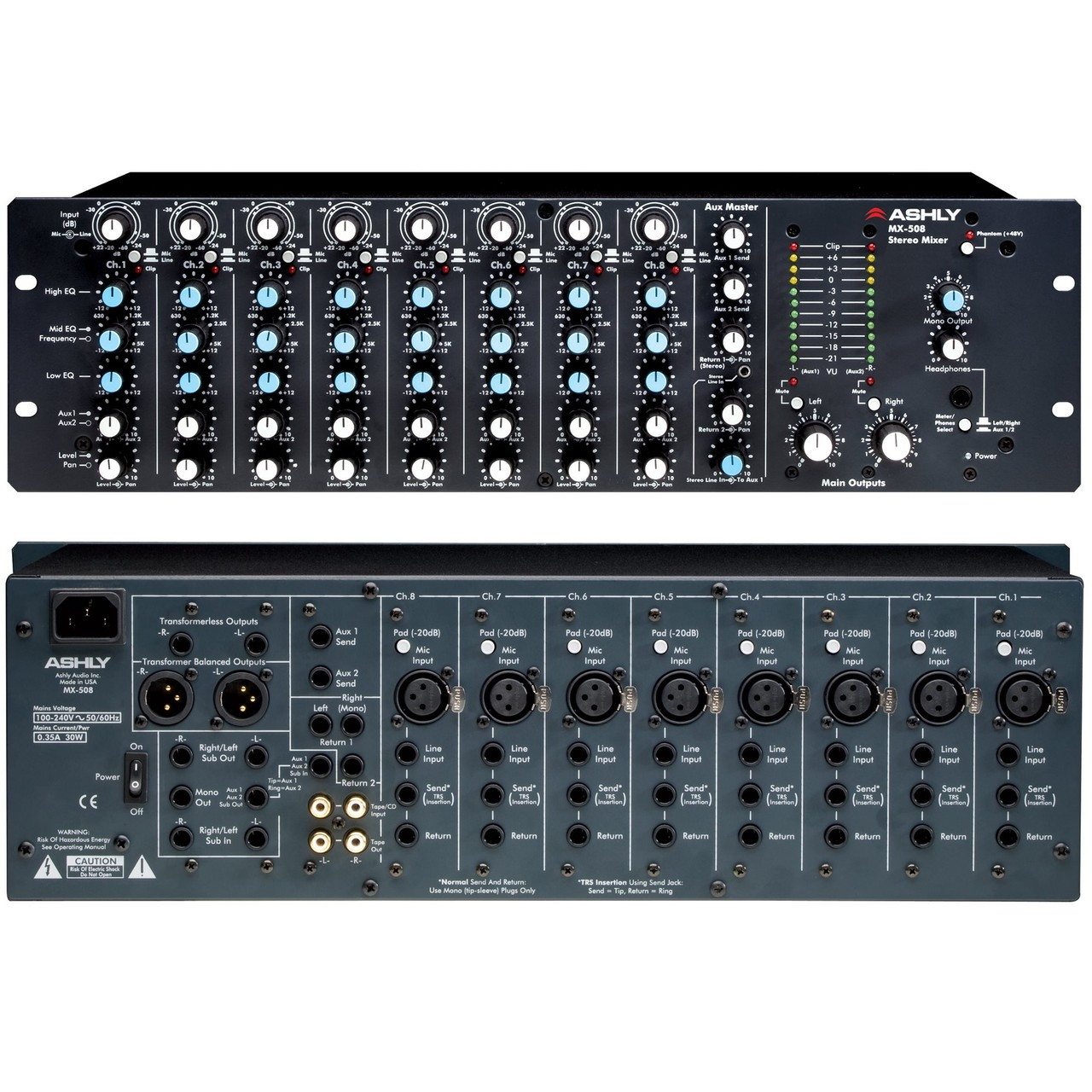 ASHLY MX508 Rackmount 8 Channel Stereo Mixer 40 Instant Coupon Use