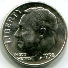 1958 D Roosevelt Dime UNC