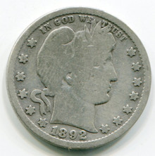 1892 O  Barber Quarter G