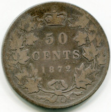 1872 H Canada 50 cents KM#6 VG