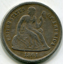 1861 Liberty Seated Dime F