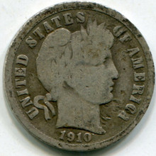 1910 Barber Dime VG 