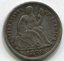 1890 Liberty Seated Dime AU-50 