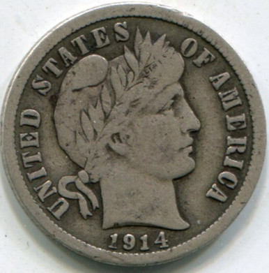 1914 Barber Dime (F) 