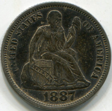 1887 (AU-50) Seated Liberty Dime 