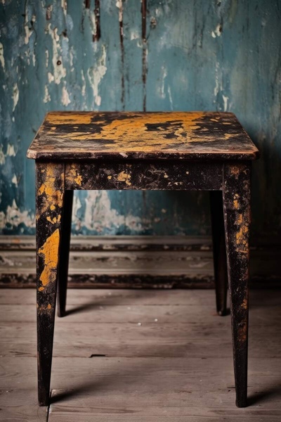 distressed wood table