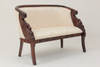 Neoclassical Swan Loveseat in Ivory damask