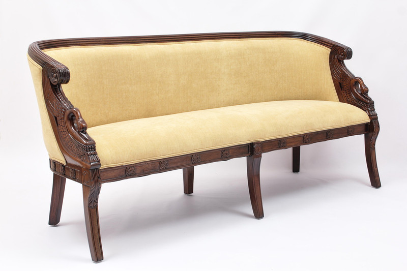 Swan Sofa in Gold velvet upholstery