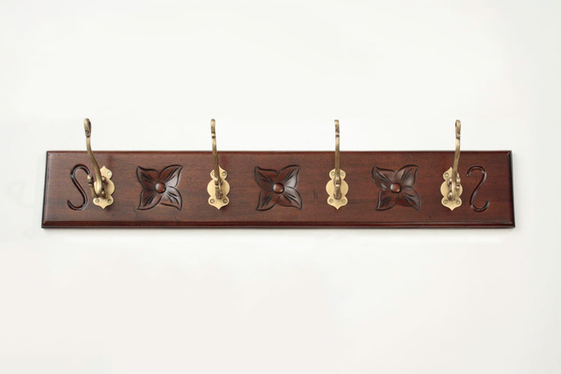 Mahogany Wall Coat Rack (4 Hooks)