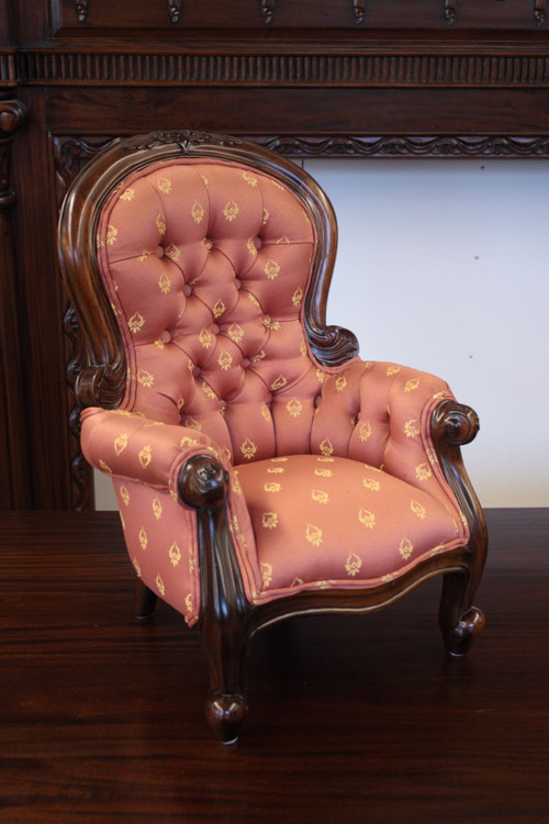 Details about   Miniature dollhouse elegant chair Victorian velvet furniture gold metal handmade 