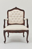 Louis XV Fauteuil Armchair in striped ivory jacquard