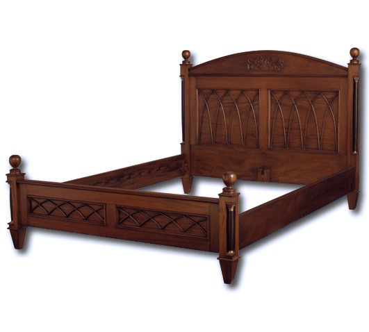 Vintage wood store bed frame queen