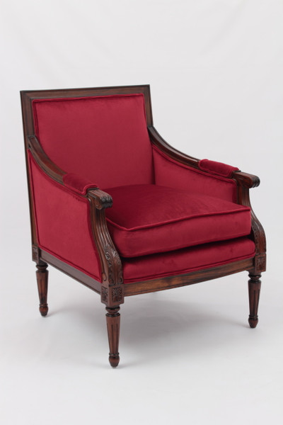 Louis XVI Armchair in Red Velvet