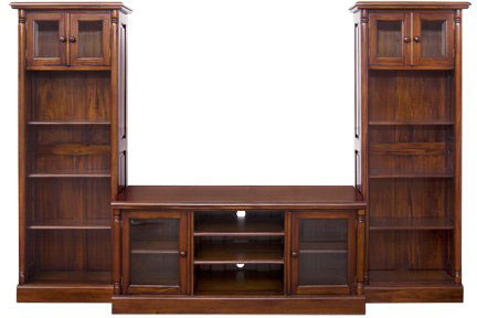 Mahogany Entertainment Center and Bookshelves