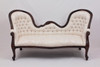 Victorian Settee in Ivory Damask fabric