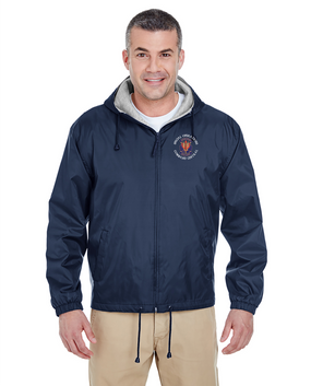 SOCCENT Crest Embroidered Fleece-Lined Hooded Jacket-(C)