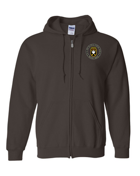 JFK Special Warfare Center  Embroidered Hooded Sweatshirt with Zipper  -Proud