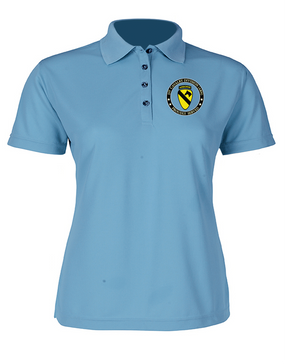 1st Cavalry Division (Airborne) Ladies Embroidered Moisture Wick Polo Shirt  -Proud